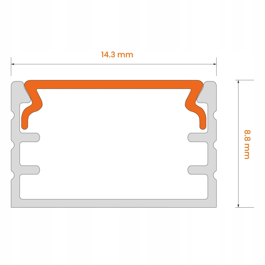 Vgradni profil za LED trakove 1 m, srebrn/bel