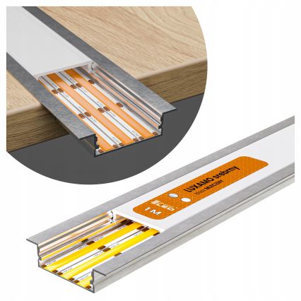 Vgradni profil za LED trakove 1 m srebrn/bel