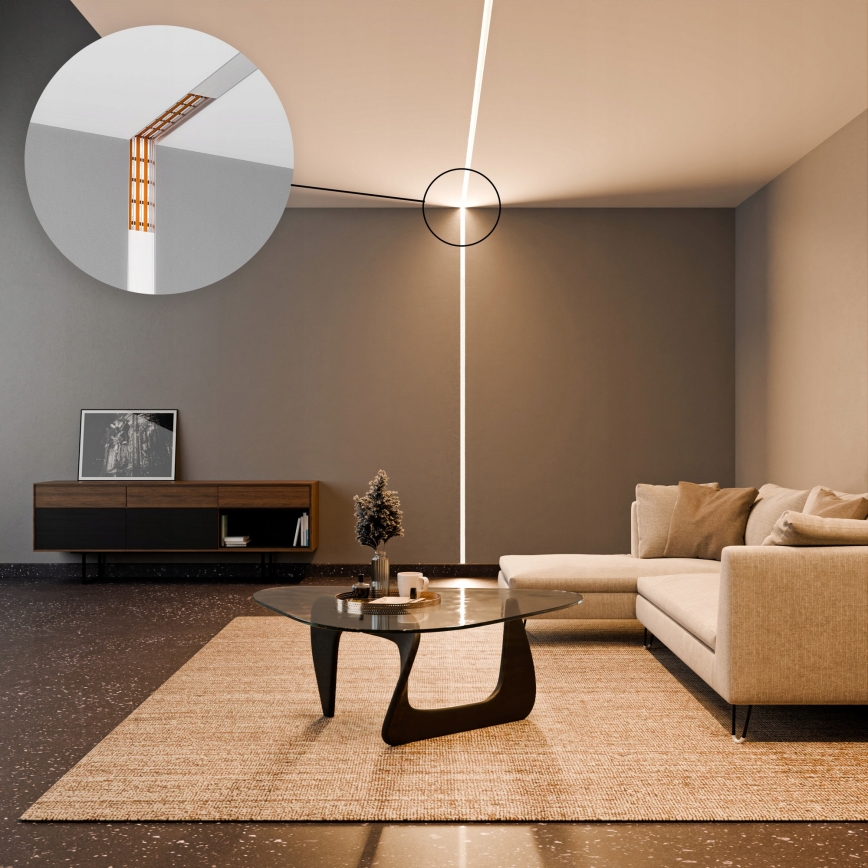 Vgradni profil za LED trakove 1 m srebrn/bel