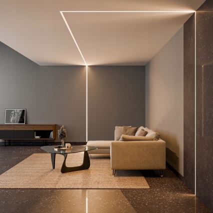 Vgradni profil za LED trakove, 1 m, srebrn/bel