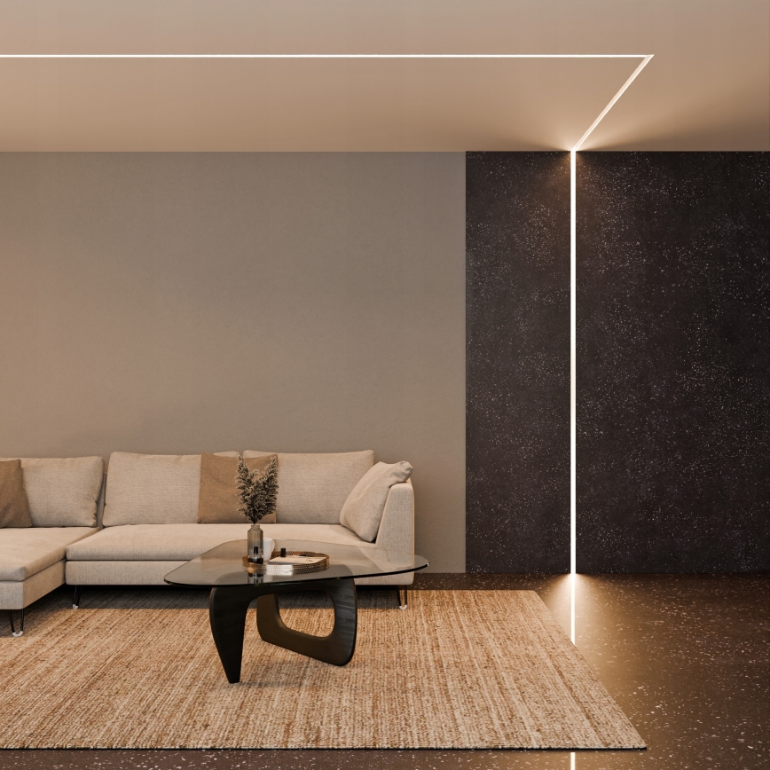 Vgradni profil za LED trakove, 1 m, srebrn/bel