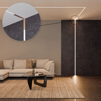 Vgradni profil za LED trakove, 1 m, srebrn/bel
