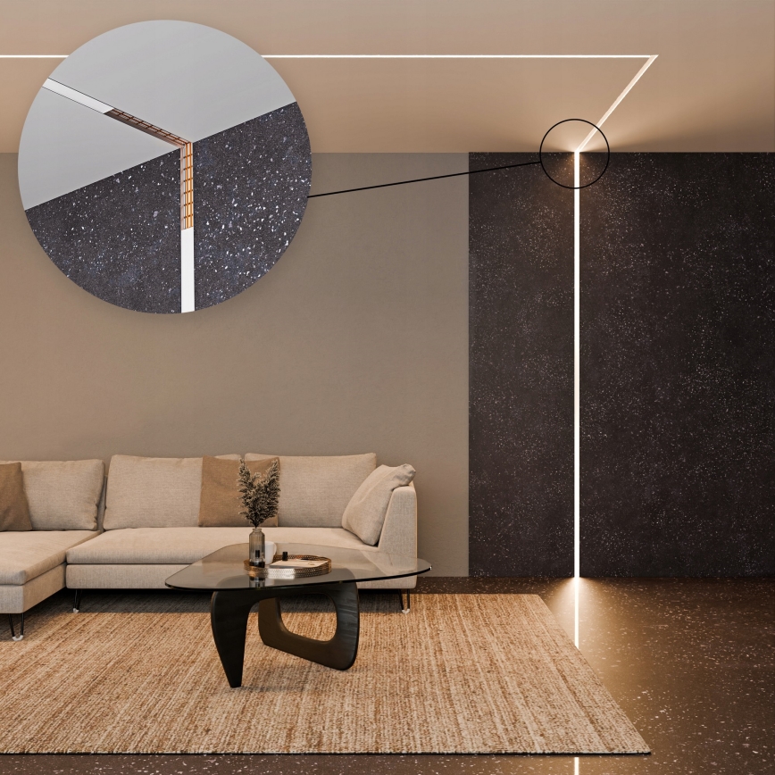 Vgradni profil za LED trakove, 1 m, srebrn/bel