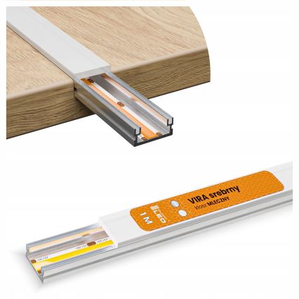 Vgradni profil za LED trakove 1 m srebrna/bela