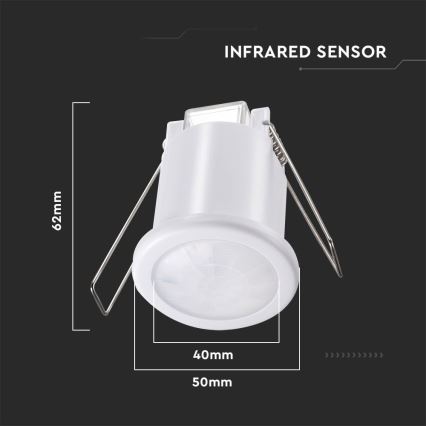 Vgradni senzor gibanja PIR 360° 400W/230V bela