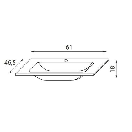 Vgradni umivalnik CHICAGO 61 x 46,5 cm v sijajni beli barvi