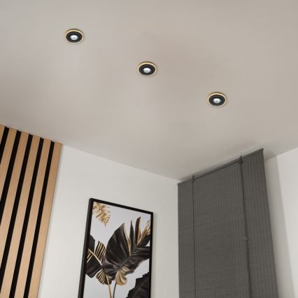 Vgradno stropno svetilo TOBBY 1xGU10/20W/230V, premer 11,5 cm, hrast/črna