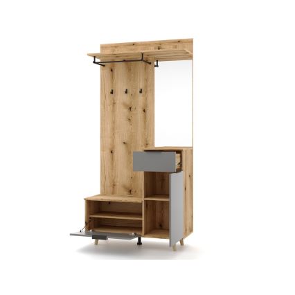 Vhodna stena z ogledalom SVEN, rjava/grafit