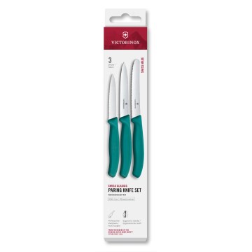 Victorinox - 3-delni komplet kuhinjskih nožev za zelenjavo SWISS CLASSIC v turkizni barvi