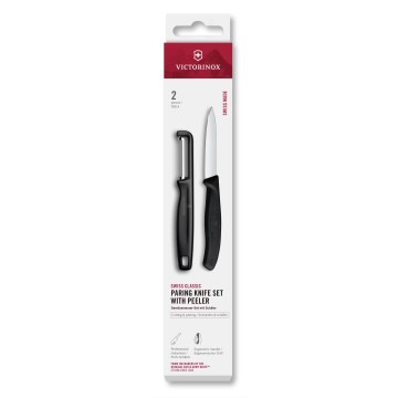 Victorinox - Komplet kuhinjskega noža z lupilcem SWISS CLASSIC, črne barve