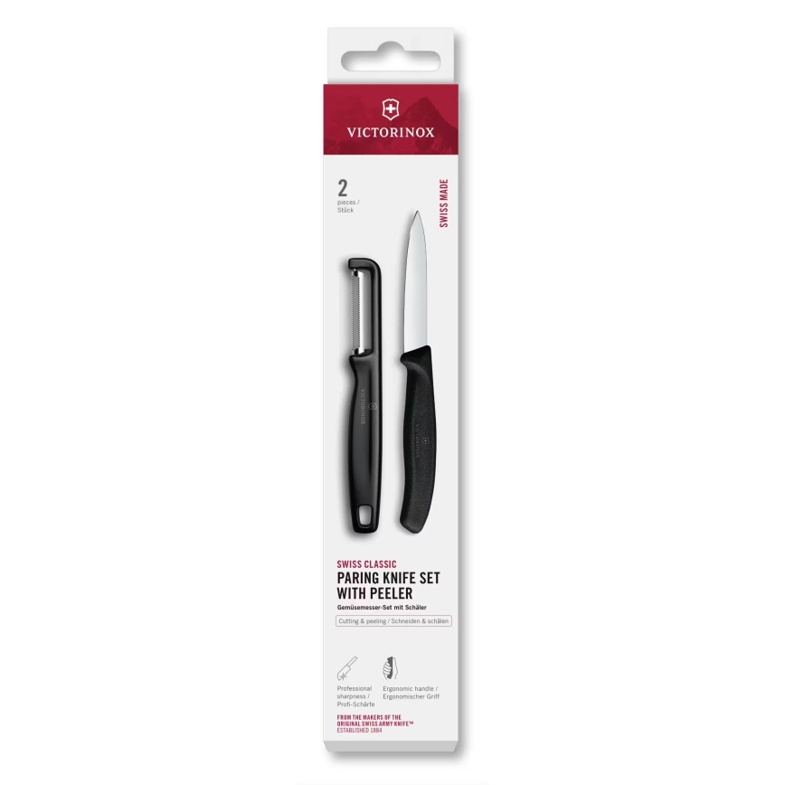 Victorinox - Komplet kuhinjskega noža z lupilcem SWISS CLASSIC, črne barve