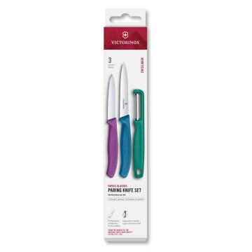 Victorinox - Komplet kuhinjskih nožev s lupilcem SWISS CLASSIC, 3 kosi, v pisanih barvah
