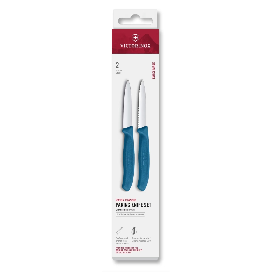 Victorinox - Komplet kuhinjskih nožev za zelenjavo SWISS CLASSIC, 8 cm, 2 kosa, modra