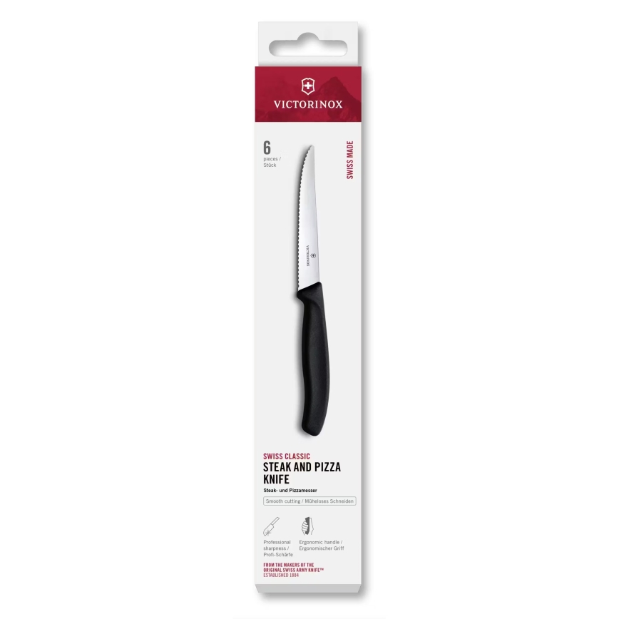 Victorinox - Komplet nožev za steak SWISS CLASSIC, 11 cm, 6 kosov, črna
