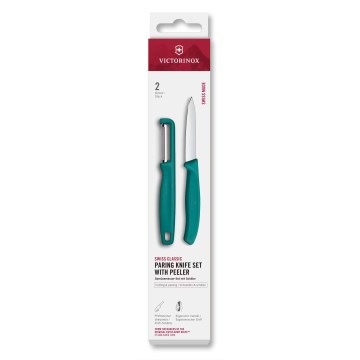 Victorinox - Set kuhinjskega noža z lupilcem SWISS CLASSIC v turkizni barvi