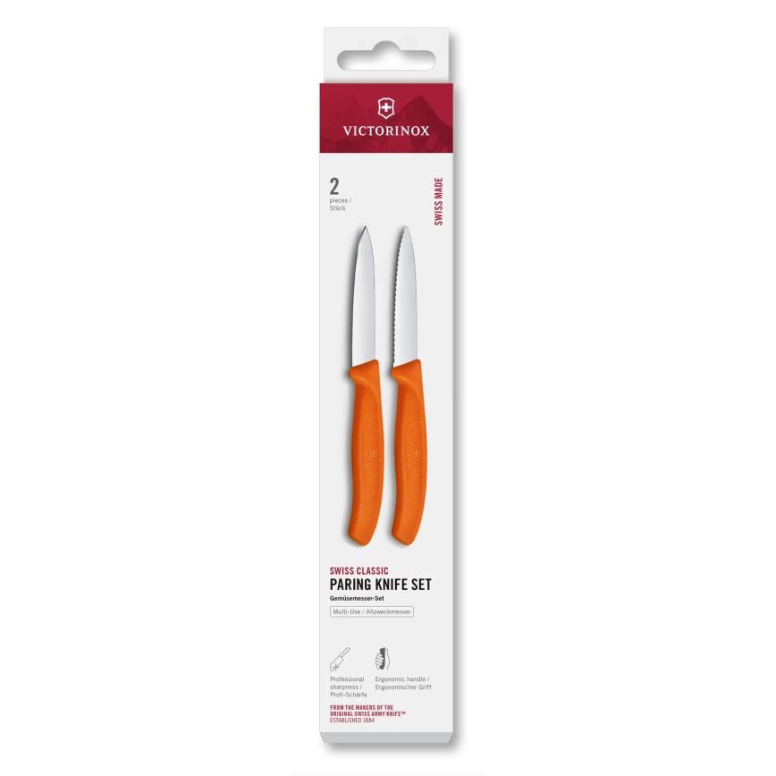 Victorinox - Set kuhinjskih nožev za zelenjavo SWISS CLASSIC, 8 cm, 2 kosa, oranžna