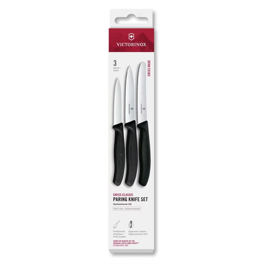 Victorinox - SWISS CLASSIC 3-delni komplet nožev za zelenjavo v črni barvi