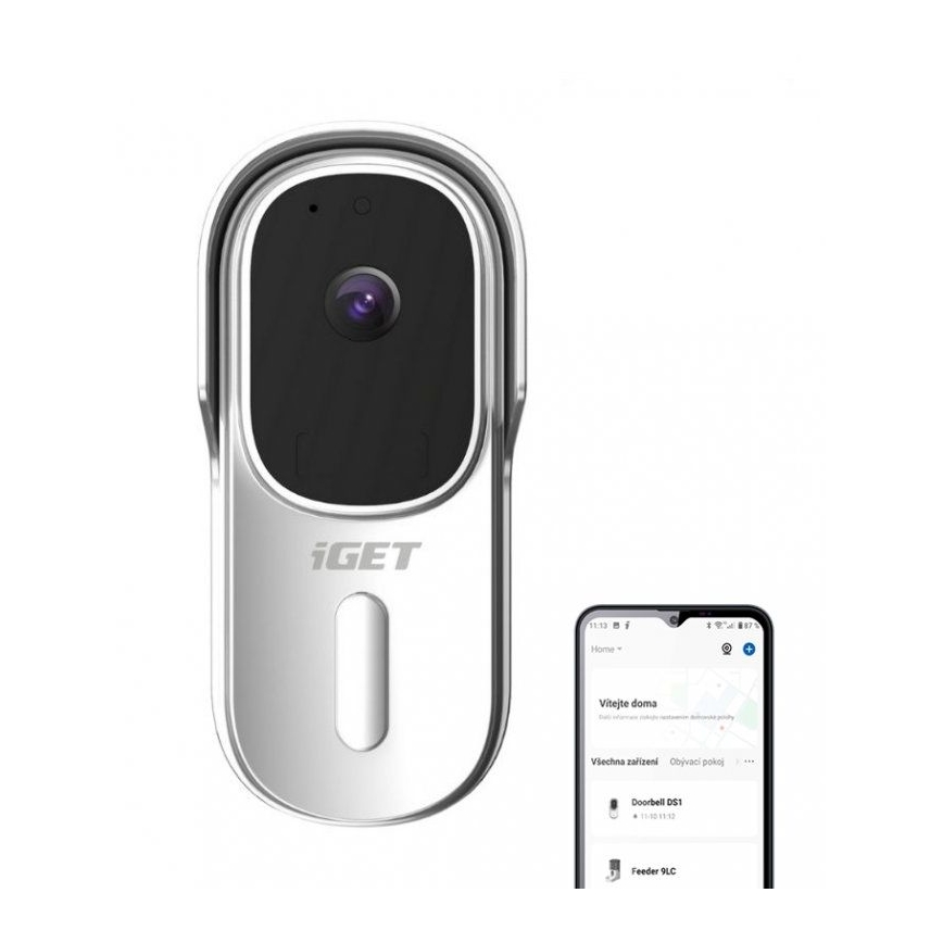 Video zvonček s senzorjem gibanja, Full HD 1080p, 5200 mAh, IP65, Wi-Fi, Tuya, bela
