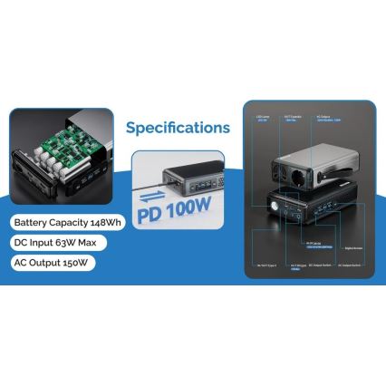 Viking - Baterijski generator z LED zaslonom Power Delivery 10000 mAh