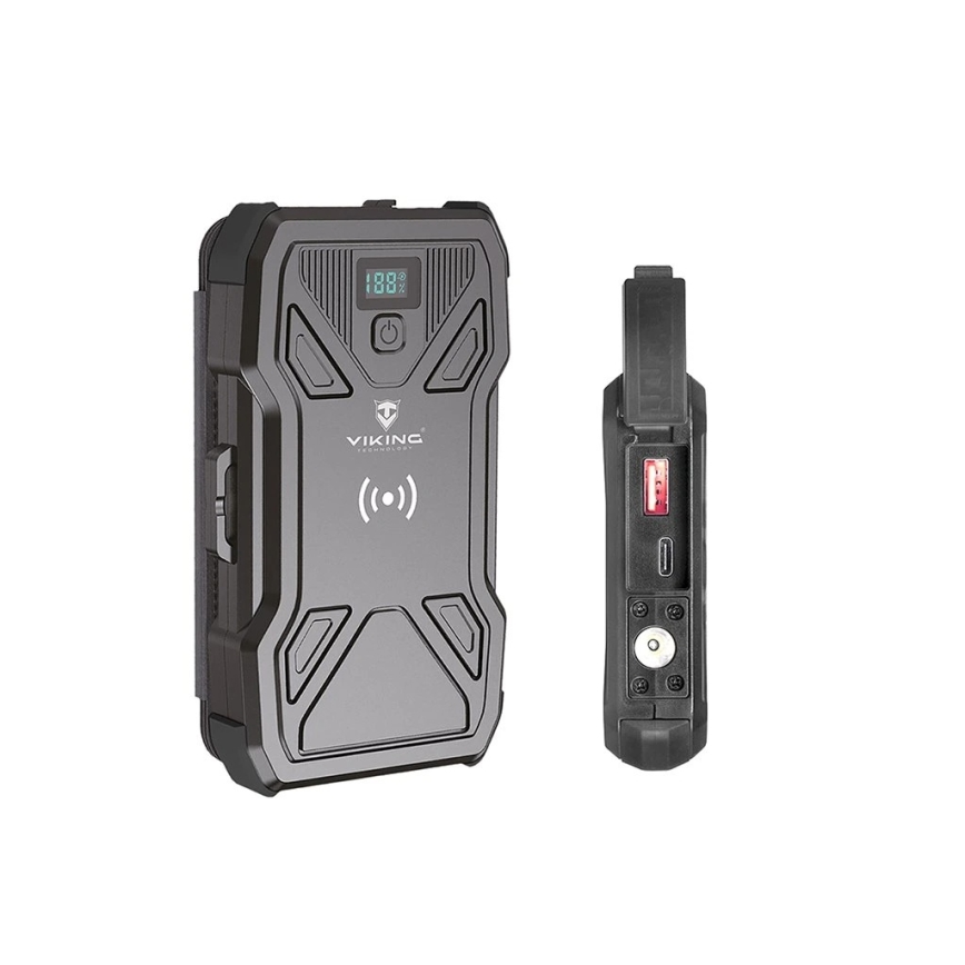 Viking - prenosna baterija s LED svetilko, brezžičnim polnjenjem in sončnim panelom Power Delivery 22,5W/10000 mAh