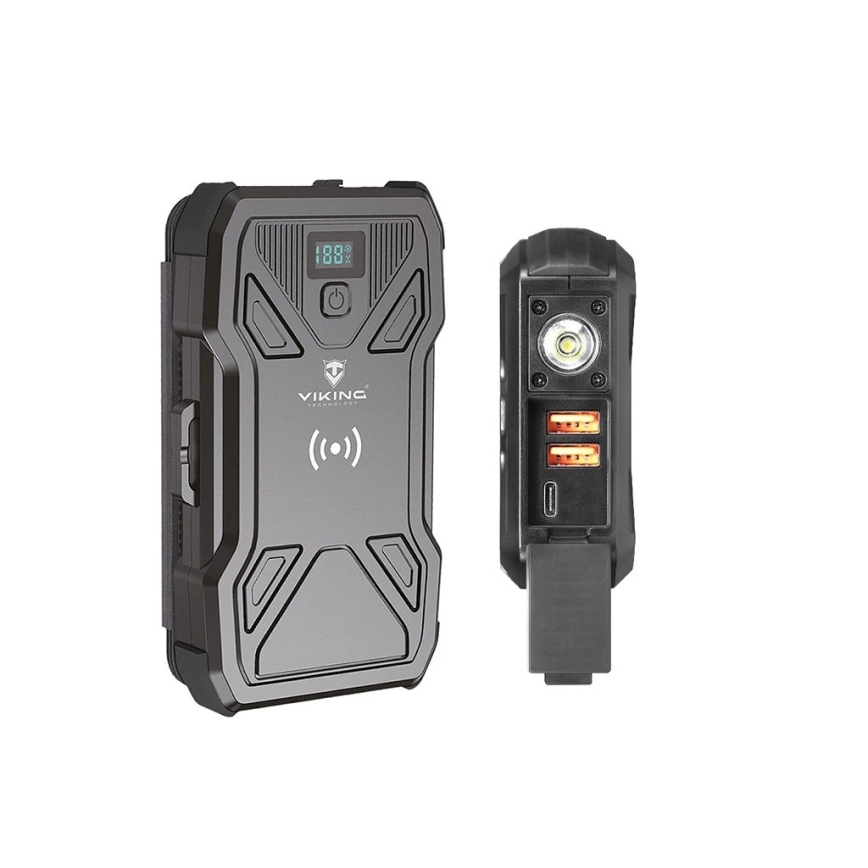 Viking - powerbank z LED svetilko, brezžičnim polnjenjem in solarnim panelom Power Delivery 22,5W/20000 mAh