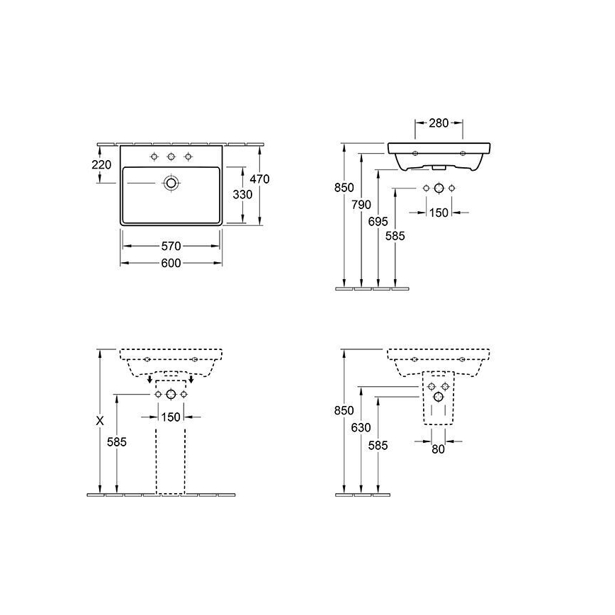 Villeroy & Boch 415860R1 - Viseči umivalnik AVENTO 60x47 cm keramika/bela