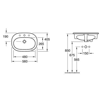 Villeroy & Boch 41615601 - Vgradni umivalnik O.NOVO 56x40,5 cm keramika/bela