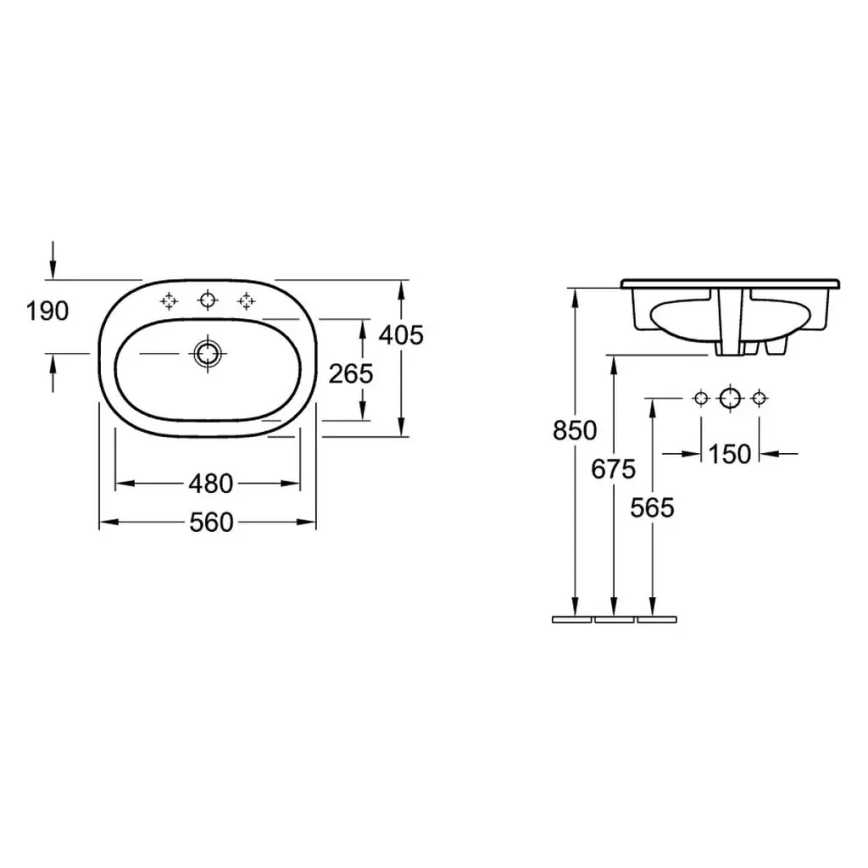 Villeroy & Boch 41615601 - Vgradni umivalnik O.NOVO 56x40,5 cm keramika/bela
