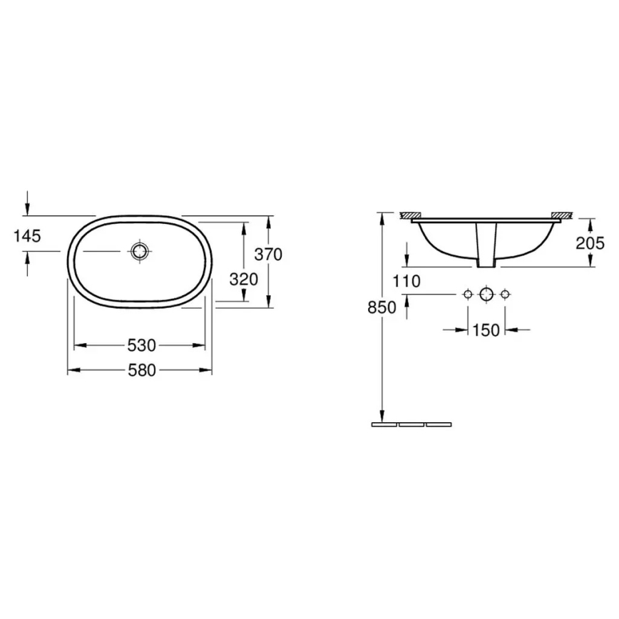 Villeroy & Boch 41625001 - Vgradni umivalnik O.NOVO 53x32 cm keramika/bela