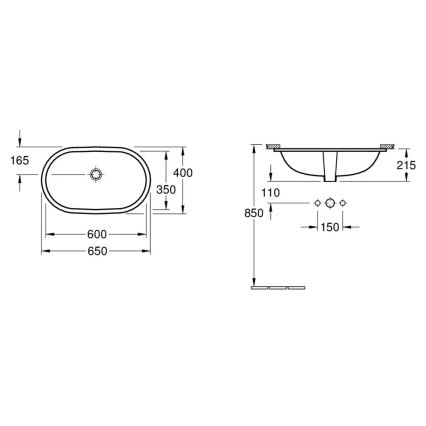 Villeroy & Boch 41626001 - Vgradni umivalnik O.NOVO 60x35 cm keramika/bela