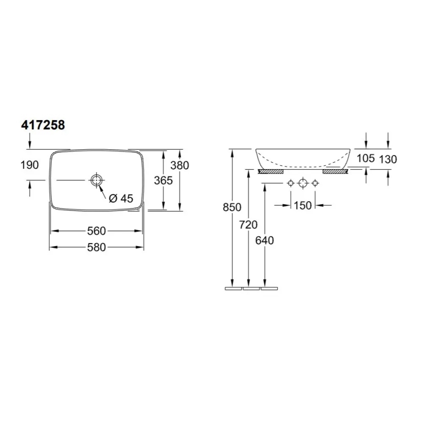 Villeroy & Boch 417258R1 - Pultni umivalnik ARTIS 58x38,5 cm keramika/bela