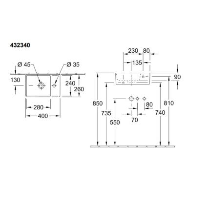 Villeroy & Boch 43234001 - Viseči umivalnik MEMENTO 40x26 cm keramika/bela
