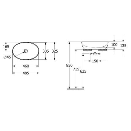 Villeroy & Boch 43884801 - Umivalnik na pult ARTIS 48x32,5 cm keramika/bela