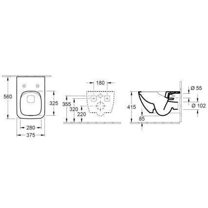 Villeroy & Boch 4611RSR1 - Stenska WC školjka s sedežno desko SoftClose VENTICELLO keramika/bela
