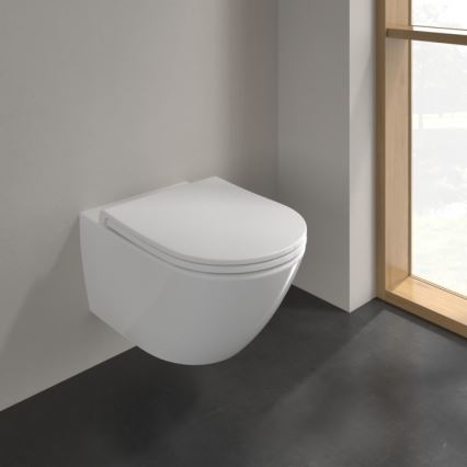 Villeroy & Boch 4670T9R1 - Stenska WC školjka s sedežem SoftClose SUBWAY 3.0 keramika/bela