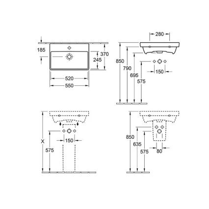 Villeroy & Boch 4A005501 - Viseči umivalnik AVENTO 55x37 cm keramika/bela