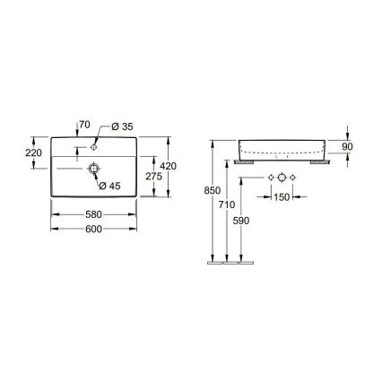 Villeroy & Boch 4A076001 - Nadpultni umivalnik MEMENTO 60x42 cm keramika/bela
