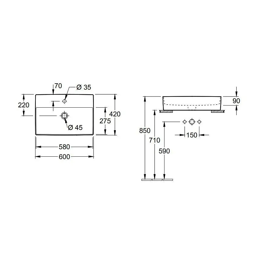 Villeroy & Boch 4A076001 - Nadpultni umivalnik MEMENTO 60x42 cm keramika/bela
