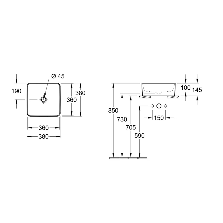 Villeroy & Boch 4A213801 - Nadpultni umivalnik COLLARO 38x38 cm keramika/bela