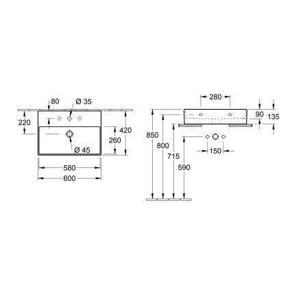 Villeroy & Boch 4A226G01 - Stenski/nadpultni umivalnik MEMENTO 60x42 cm keramika/bela