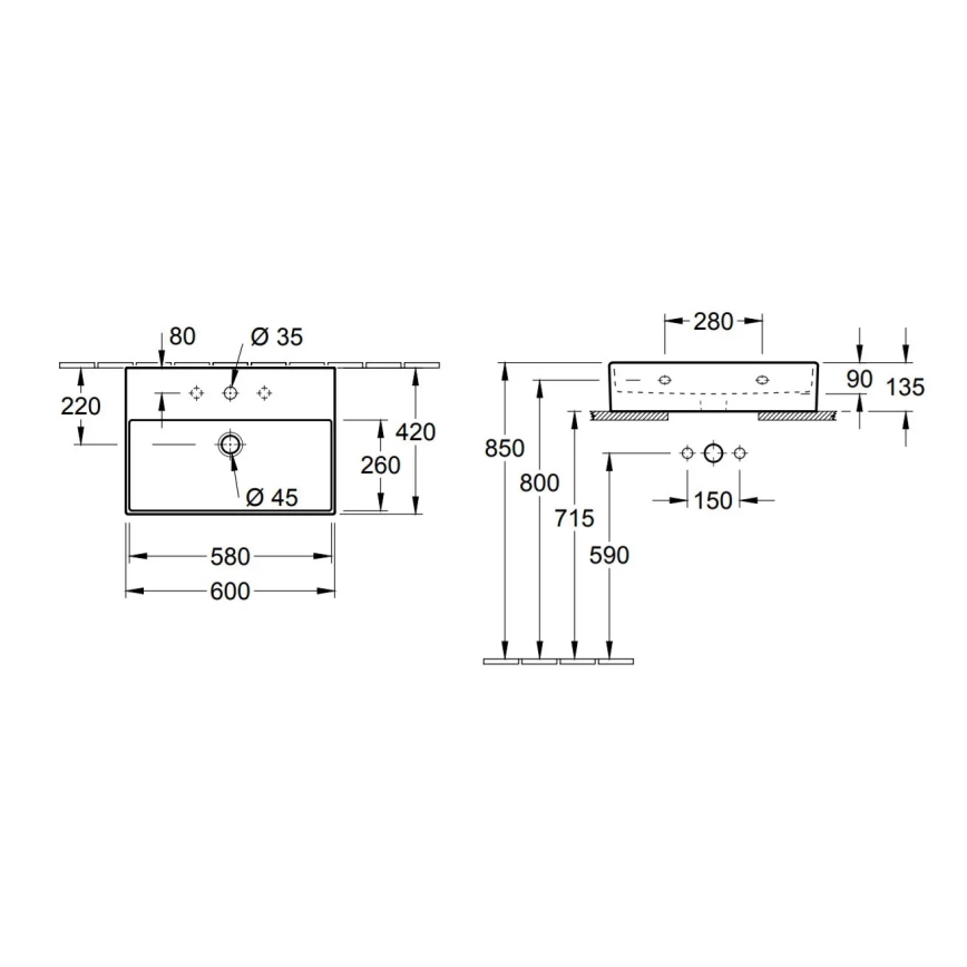 Villeroy & Boch 4A226G01 - Stenski/nadpultni umivalnik MEMENTO 60x42 cm keramika/bela