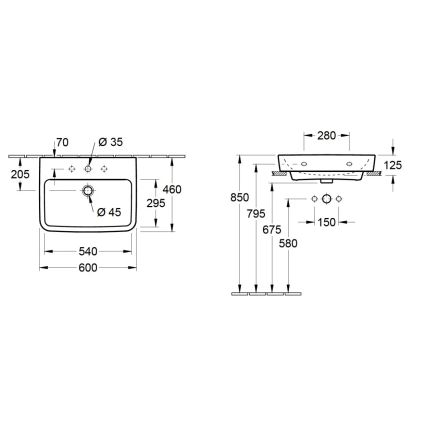 Villeroy & Boch 4A416G01 - Viseči umivalnik O.NOVO 60 x 46 cm keramika/bela