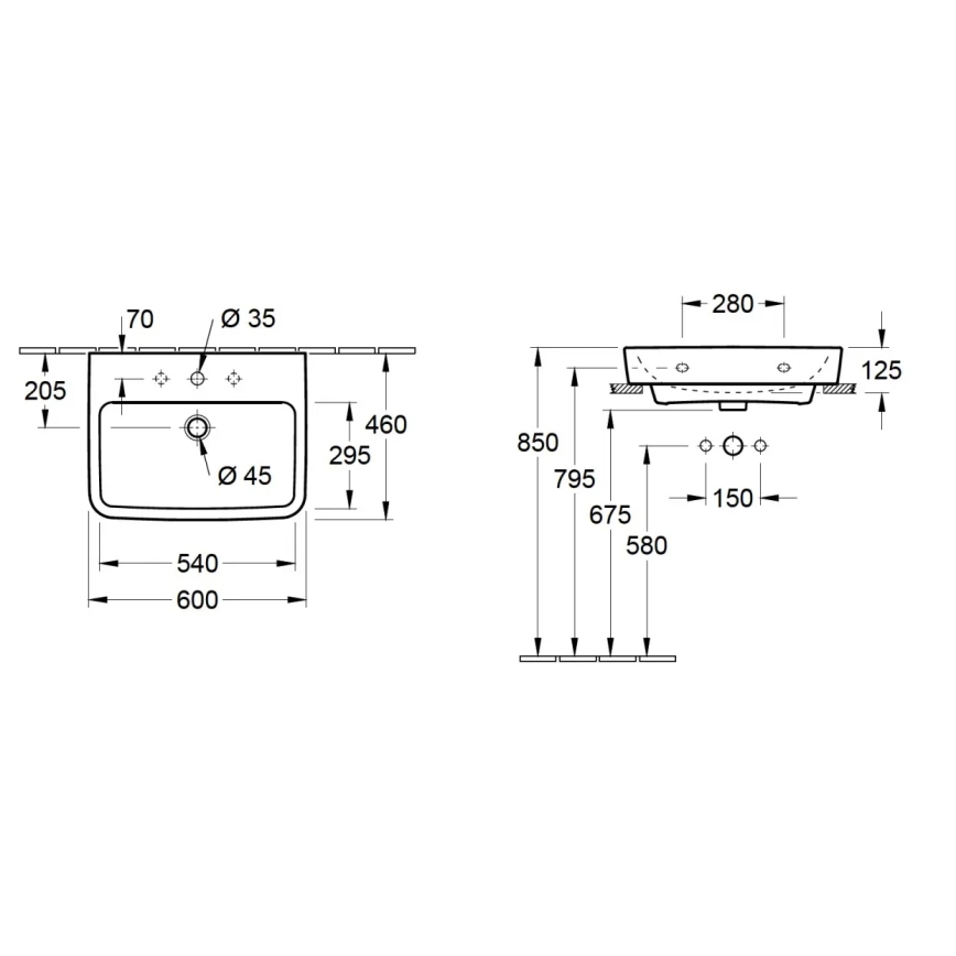 Villeroy & Boch 4A416G01 - Viseči umivalnik O.NOVO 60 x 46 cm keramika/bela