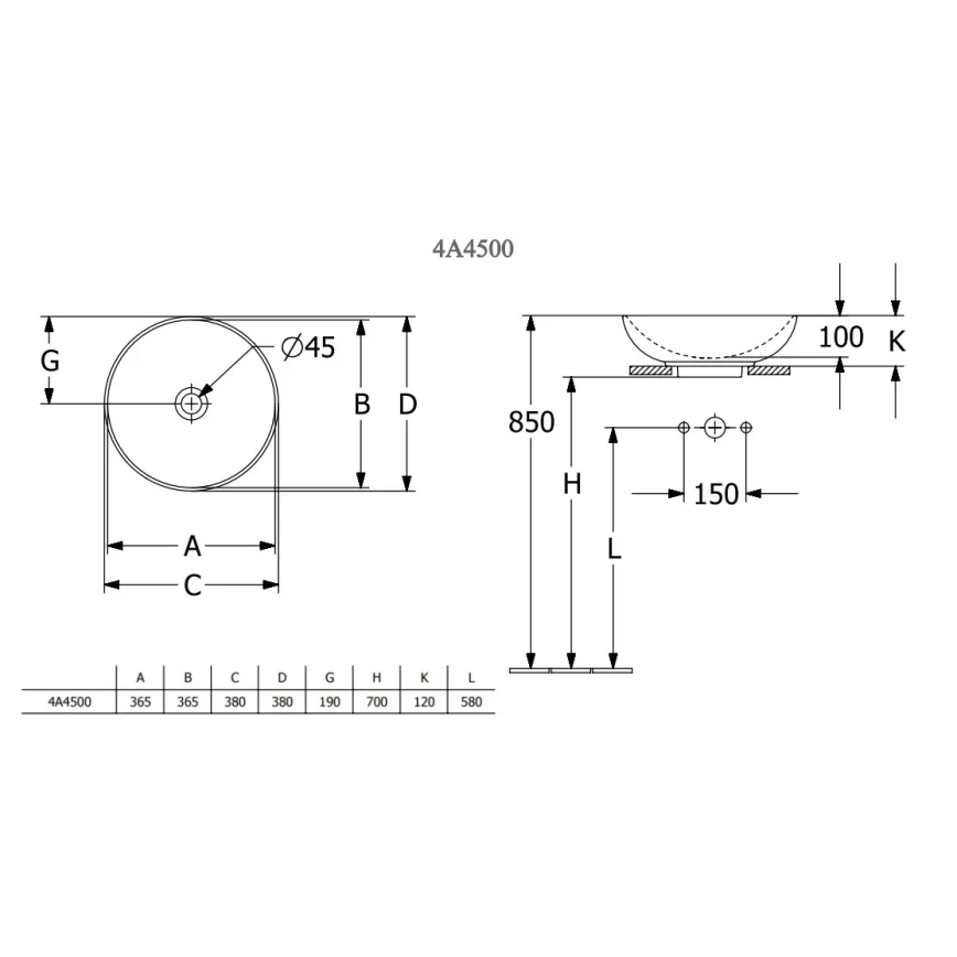 Villeroy & Boch 4A450001 - Pultni umivalnik LOOP&FRIENDS, premer 38 cm, keramika/bela