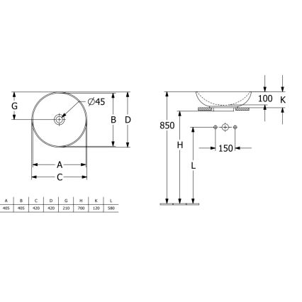 Villeroy & Boch 4A460001 - Nadpultni umivalnik LOOP&FRIENDS, premer 42 cm, keramika/bela