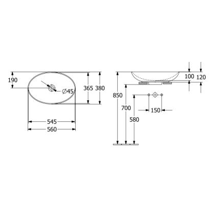 Villeroy & Boch 4A470001 - Nadpultni umivalnik LOOP&FRIENDS 56x38 cm keramika/bela