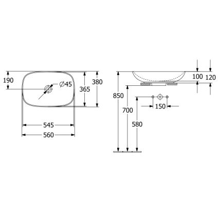 Villeroy & Boch 4A490001 - Nadpultni umivalnik LOOP&FRIENDS 56x38 cm keramika/bela