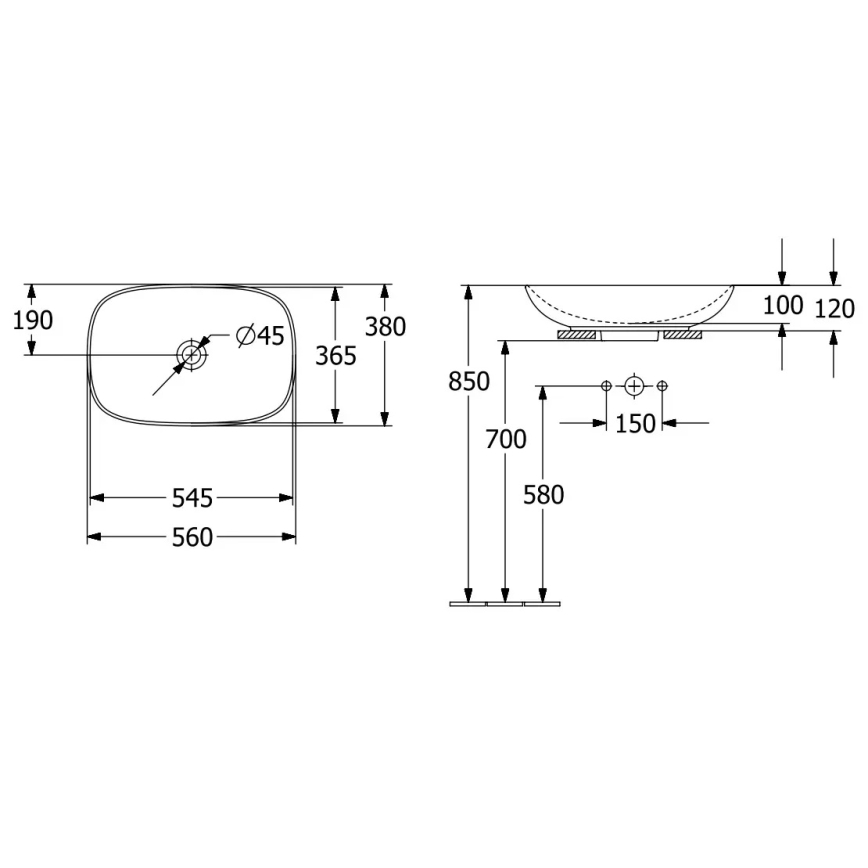 Villeroy & Boch 4A490001 - Nadpultni umivalnik LOOP&FRIENDS 56x38 cm keramika/bela