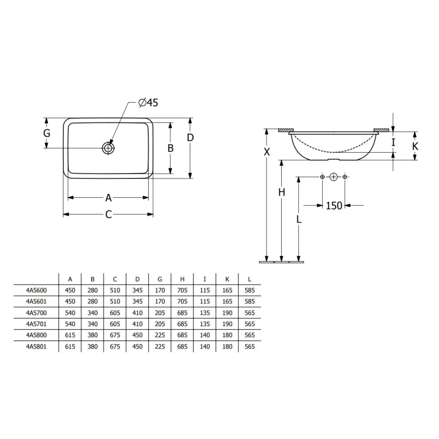 Villeroy & Boch 4A5601R1 - Vgradni umivalnik LOOP&FRIENDS 45x28 cm keramika/bela