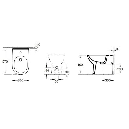 Villeroy & Boch 54610001 - Stoječi bide O.NOVO 57x36 cm keramika/bela